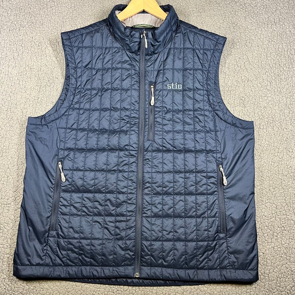 Stio Mens Azura Insulated Vest Navy Blue Primaloft Quilted Full Zip XL Bay Club